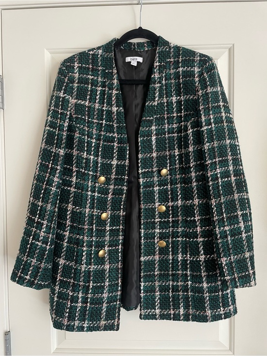 Bar III Jackets & Blazers - Bar‎ III Green Tweed Blazer with Gold Buttons